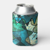 グリーンステンドグラス効果抽象芸術ドードルアート 缶クーラー (缶正面)