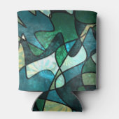 グリーンステンドグラス効果抽象芸術ドードルアート 缶クーラー (裏面)