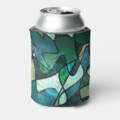グリーンステンドグラス効果抽象芸術ドードルアート 缶クーラー (缶裏面)