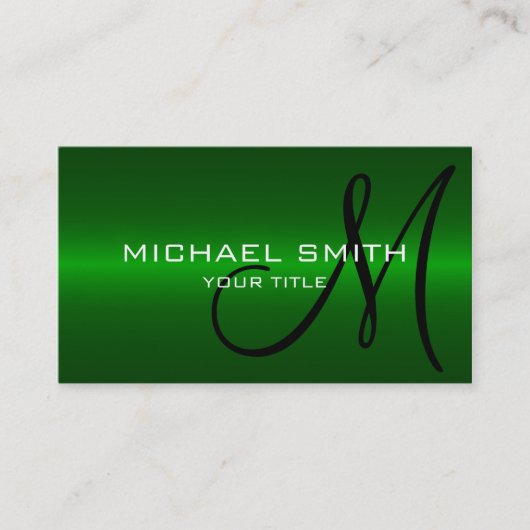 グリーンステンレス鋼モノグラム 名刺 (正面)