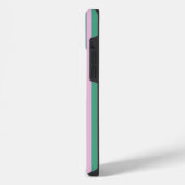 グリーンストライプとソフトピンクのiPhone 14 Plusケース iPhoneケース (左側面)