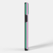 グリーンストライプとソフトピンクのiPhone 14 Plusケース iPhoneケース (右側面)