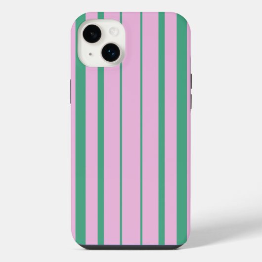 グリーンストライプとソフトピンクのiPhone 14 Plusケース iPhoneケース (裏面)