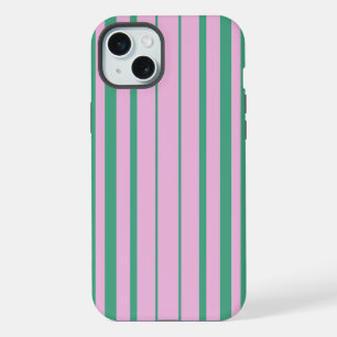 グリーンストライプとソフトピンクのiPhone 15 Plusケース iPhone 15 Plusケース