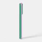 グリーンストライプとソフトピンクのiPhone 15 Proケース iPhoneケース (右側面)