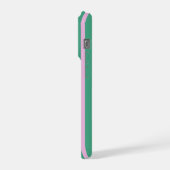 グリーンストライプとソフトピンクのiPhone 15 Proケース iPhoneケース (左側面)