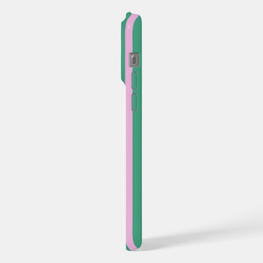 グリーンストライプとソフトピンクのiPhone 15 Pro Maxケース iPhoneケース (左側面)