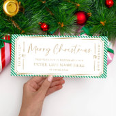 グリーンストライプのクリスマスギフト券カード 招待状