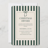 グリーンストライプのクリスマスディナー 招待状 (正面)