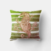 グリーンストライプのシーホースとサンゴ クッション (裏面)