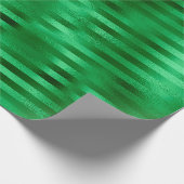 グリーンストライプのフォイル ラッピングペーパー (角)