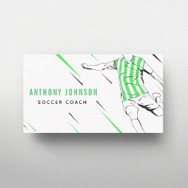 グリーンストライプのユニフォームのサッカー選手コーチモダン 名刺