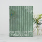 グリーンストライプのレース&フェザーススクラップブック紙 (スタンド正面)
