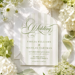 グリーンストライプの結婚式招待状 招待状