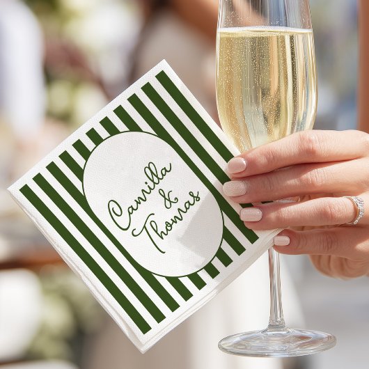 グリーンストライプの結婚式 スタンダードカクテルナプキン