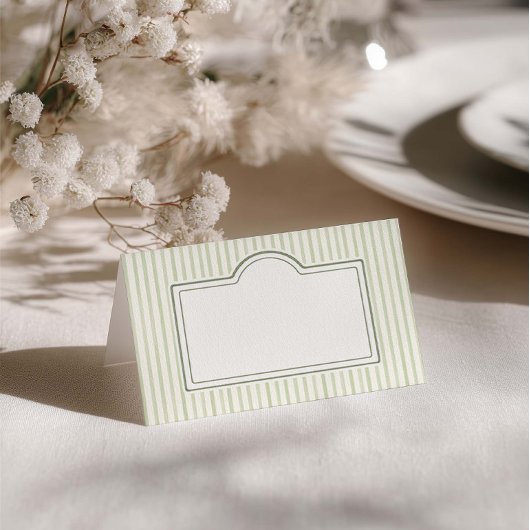 グリーンストライプの結婚式 プレイスカード