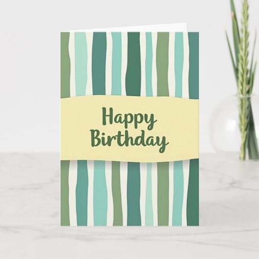 グリーンストライプの誕生日カード カード (正面)