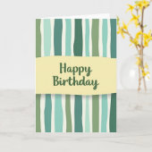 グリーンストライプの誕生日カード カード (黄色い花)