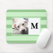 グリーンストライプイニシャルカスタムワンフォトカワイドッグモ マウスパッド (マウス)