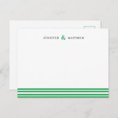 グリーンストライプカップルズパーソナライズされたスタティオーネポストカ ポストカード (正面/裏面)