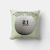 グリーンストライプゴルフボールボーイズ誕生記録 クッション (正面)