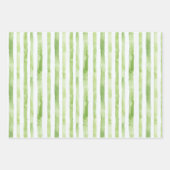 グリーンストライプシズピンクフラミンゴパームツリーズ誕生日 ラッピングペーパーシート (正面)