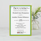 グリーンストライプシンプルクリスチャンウェディング招待状 招待状 (スタンド正面)