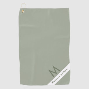 グリーンストライプセージモダン名モノグラムののカスタム ゴルフタオル