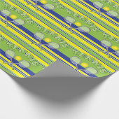 グリーンストライプテニスラケット ラッピングペーパー (角)