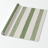 グリーンストライプデリケート雪片ビンテージクリスマス  ラッピングペーパー (アンロールド)