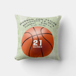 グリーンストライプバスケットボール少年誕生記録 クッション