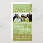 グリーンストライプパインスワールホリデーファミリー写真 シーズンカード (正面/裏面)