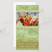 グリーンストライプパインスワールホリデーファミリー写真 シーズンカード (正面/裏面)