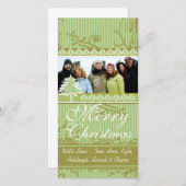 グリーンストライプパインスワールホリデーファミリー写真 シーズンカード (正面/裏面)