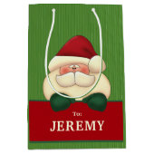 グリーンストライプフェスティバルサンタ・クリスマス ミディアムペーパーバッグ (正面)