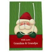 グリーンストライプフェスティバルサンタ・クリスマス ミディアムペーパーバッグ (裏面)