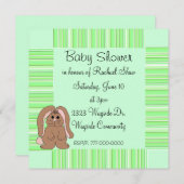 グリーンストライプベイビーシャワー招待状 招待状 (正面/裏面)