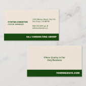 グリーンストライプベージュ色プロフェッショナル従業員会社 名刺 (正面/裏面)