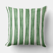 グリーンストライプ水彩装飾用クッション クッション (正面)