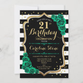 グリーンストライプ白黒フェミニン21歳 招待状 (正面)