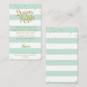 グリーンストライプ ベビーシャワー おむつラッフル 挿入カード エンクロージャーカード (正面/裏面)