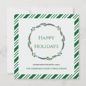 グリーンストリップリース企業のロゴQRコードホリデー シーズンカード (正面)