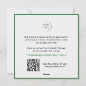 グリーンストリップリース企業のロゴQRコードホリデー シーズンカード (裏面)