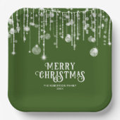 グリーンストリングライツクリスマスパーティー ペーパープレート (正面)