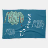 グリーンスネークスウィートハート キッチンタオル (横)