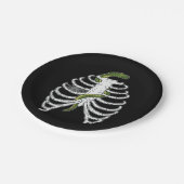 グリーンスネークハロウィン付きリブケージスケルトンボーン ペーパープレート (アングル)