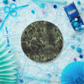 グリーンスネークプリント ペーパープレート (パーティー)