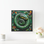 グリーンスネーク スクエア壁時計 (ホーム)