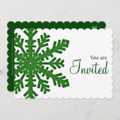 グリーンスノーフレークウィンターディナーパーティの招待状2 招待状 (正面/裏面)