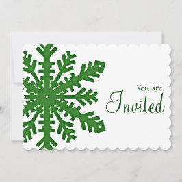 グリーンスノーフレークウィンターディナーパーティの招待状2 招待状